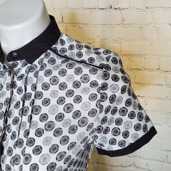 Jason Wu Retro Print Wheel Dress With Collar Size XS - Picture 5 of 10